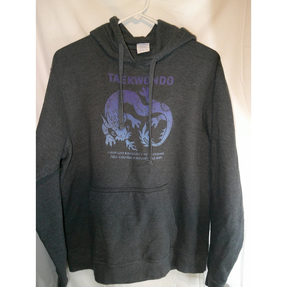 Taekwondo‎ Hoodie Dragon Graphic Pullover Sweatshirt Martial Arts Gray M